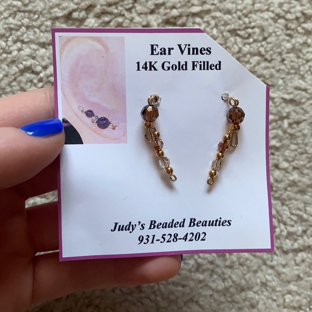 New 14 Karat Gold Filled Beaded Earings Vines